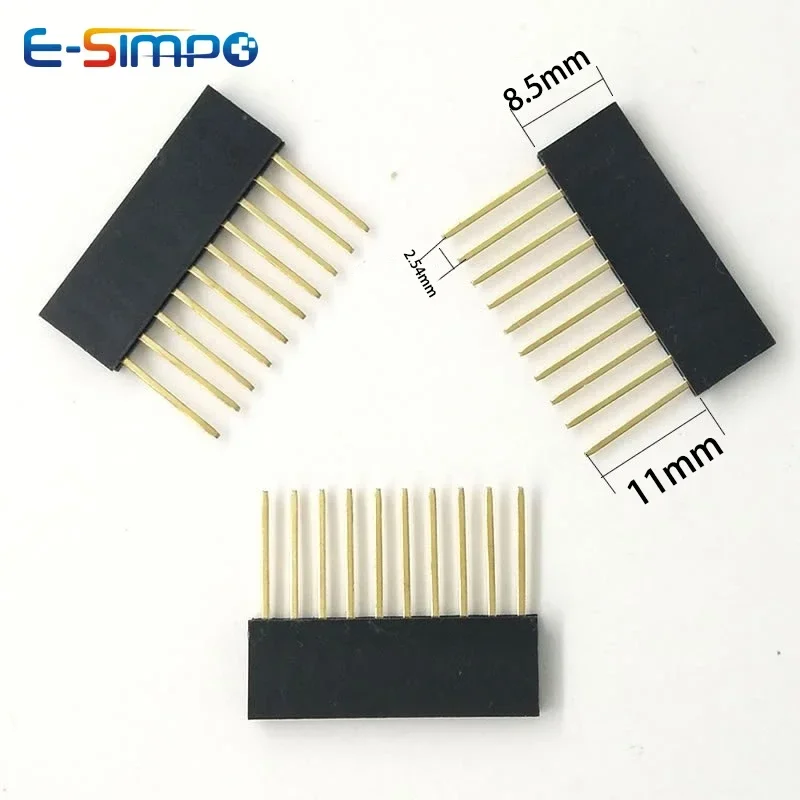 10pcs PC104 2.54mm 1x4P 6P 8P 10P 40P Single Row CE Rohs PH8.5mm Long Gold plate PCB Industrial Female Pin Header Socket