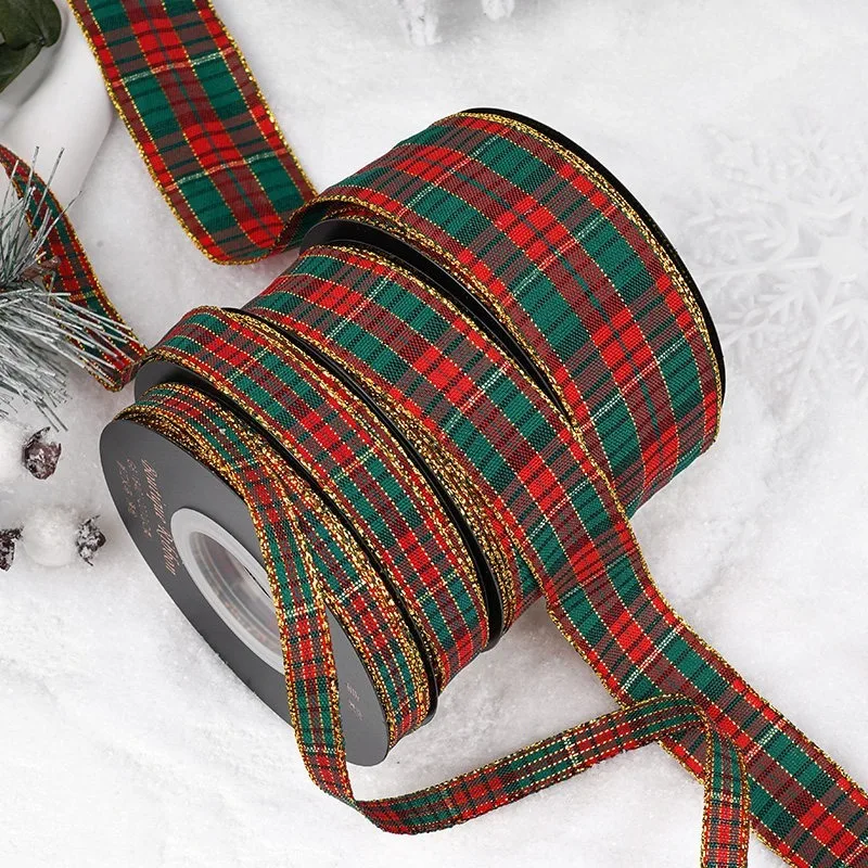 

Лента для упаковки подарков, 22 м/рулон, новая классическая красно-зеленая клетчатая лента, для рождественских подарков, упаковки подарочных коробок, аксессуары для рукоделия