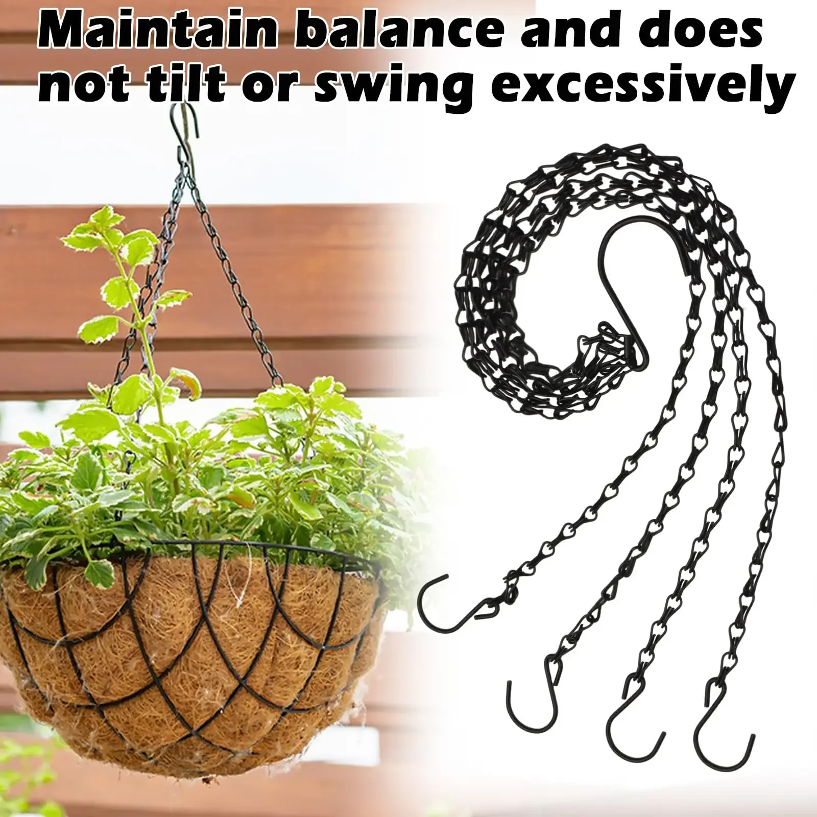 40cm Imitation Rattan Hanging Basket Flower Pot Chain with 3 Hooks Basin Hydroponic Plants Plant Grow Basin Home Garden Decor