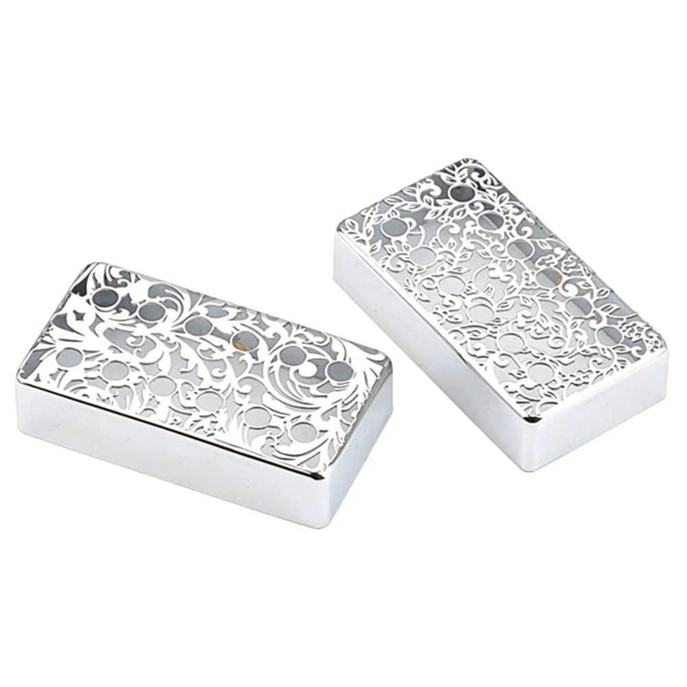 2 Pcs Guitar Pickup Cover Pattern Chrome Pack Gb613 Accessories Replacement Parts Electric Covers Frames Metal Bridge