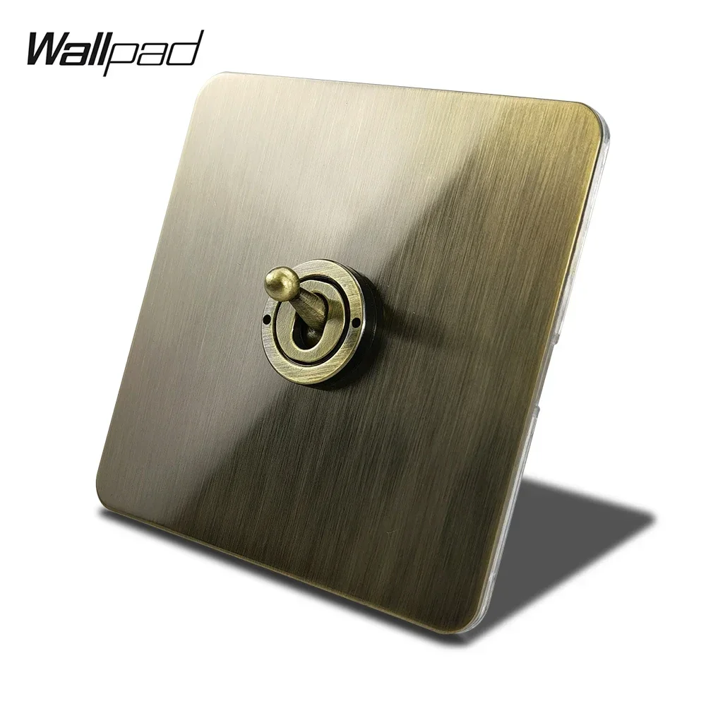 Wallpad Wall Light Switch Toggle Switch 2 Way Dimmer 1-4 Gang EU Russia Socket Antique Bronze Steel Plate Screwless High Quality