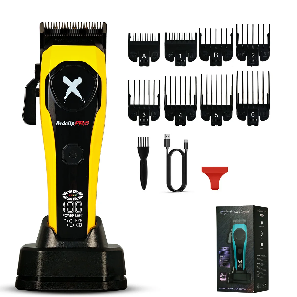 BRDCLIP Haartrimmer Oplaadbaar Kappers Verstelbaar Haarknipmachine Draadloos LED-display Trimmerset BRD-619 BRD-339