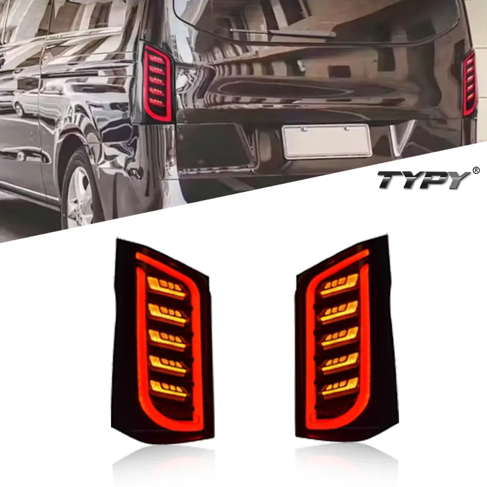 TYPY Car Tail Lamp Assembly For Benz V-Class W447 Taillights 2016-2021 Upgrade Modified to NEW Benz Dynamic Turn LED Taillights