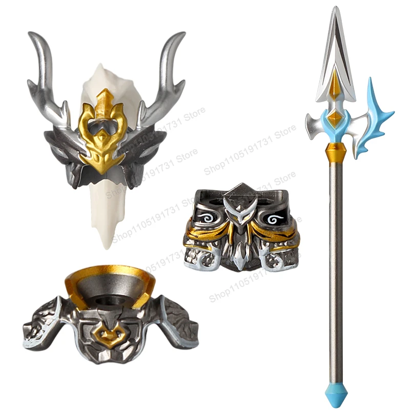 Han-Dynastie Han xin General Red Armor Zubehör Antike Actionfiguren Silber Speer Helm Szene Bausteine Spielzeug Geschenke