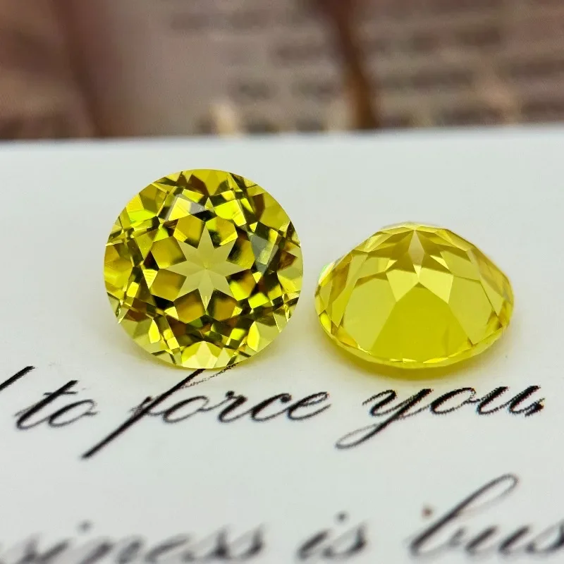 Lab Grown Colorful Sapphires Yellow Color Round Cut  Gems for Jewelry Setting&Custom Design Selectable  Certificate