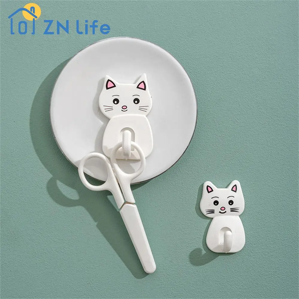 Strong Door Wall Hanger Waterproof Moisture-proof Strong Load-bearing Abs White Household Accessories Cat Sticker Hooks