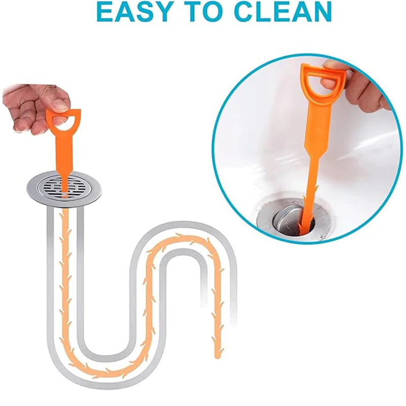 5-Pack Flexible Drain Snake, 27 Inch - Soft Barbed Tool to Unclog Hair from Sinks & Showers During the Holiday Season