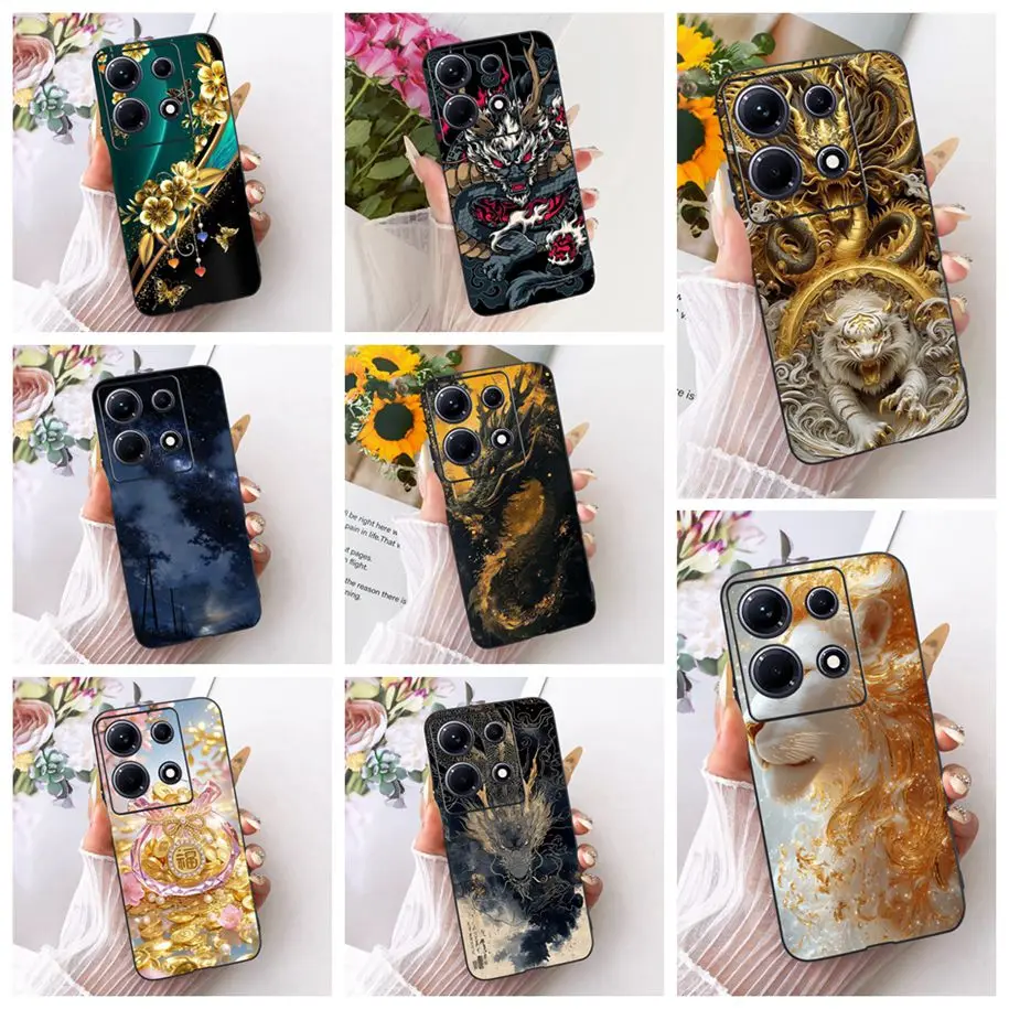 حافظة لهاتف انفينيكس نوت 30 برو X678B الفاخرة التنين الكرتون لينة سيليكون غطاء أسود لهاتف انفينيكس نوت 30 VIP 30i نوت 30 كابا