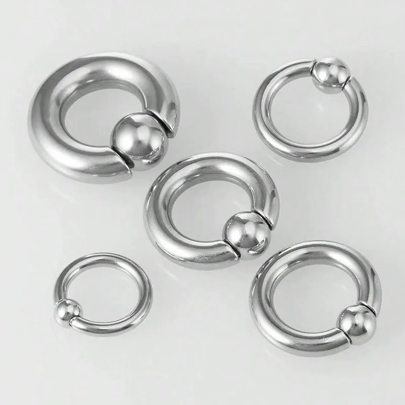 5 pieces multi-function rings, pa piercing rings, spring piercing rings, spring ball thick brass nose rings, lip rings