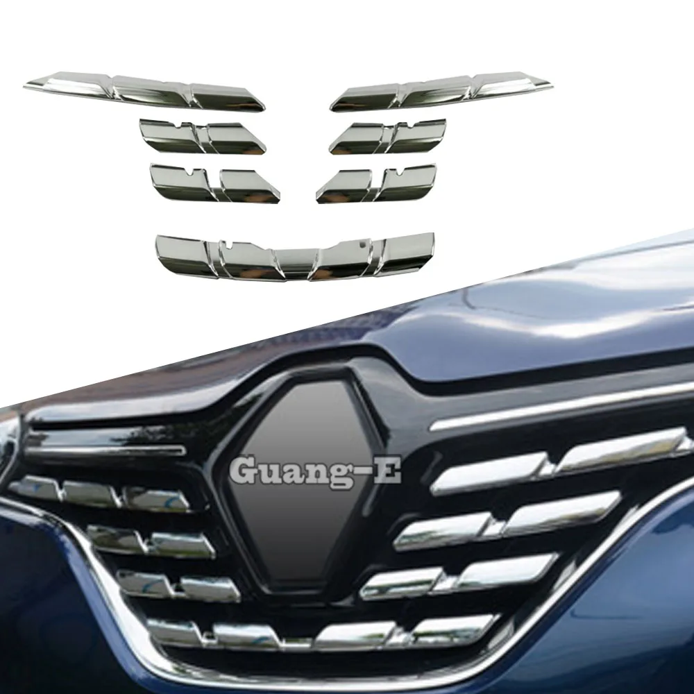 Car Body Styling Cover Detector ABS Chrome Trim Front Grid Grill Grille Racing 7pcs For Renault Kadjar 2016 2017 2018 2019 2020