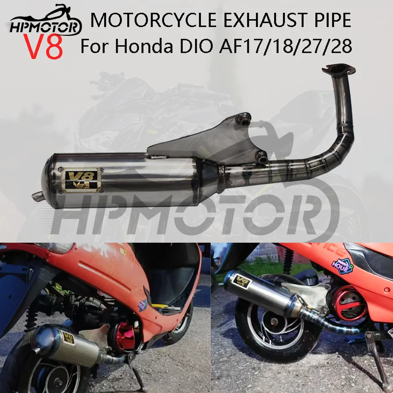 Modified V8 Racing Full Exhaust System For bws100 4vp yamaha exhaust 100-125cc 4vp Scooter 100cc 125cc