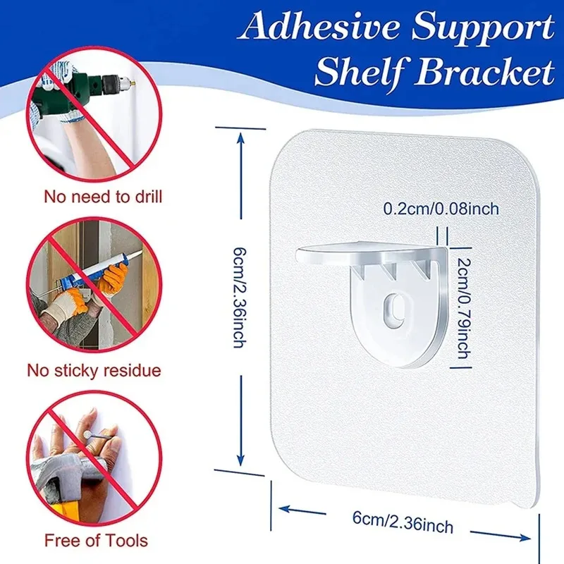 Shelf Bracket Adhesive Nail Self-adhesive Wardrobe Shelf Bracket Kitchen Hanging Bracket Partition Non Punching Strong Bracket ﻿