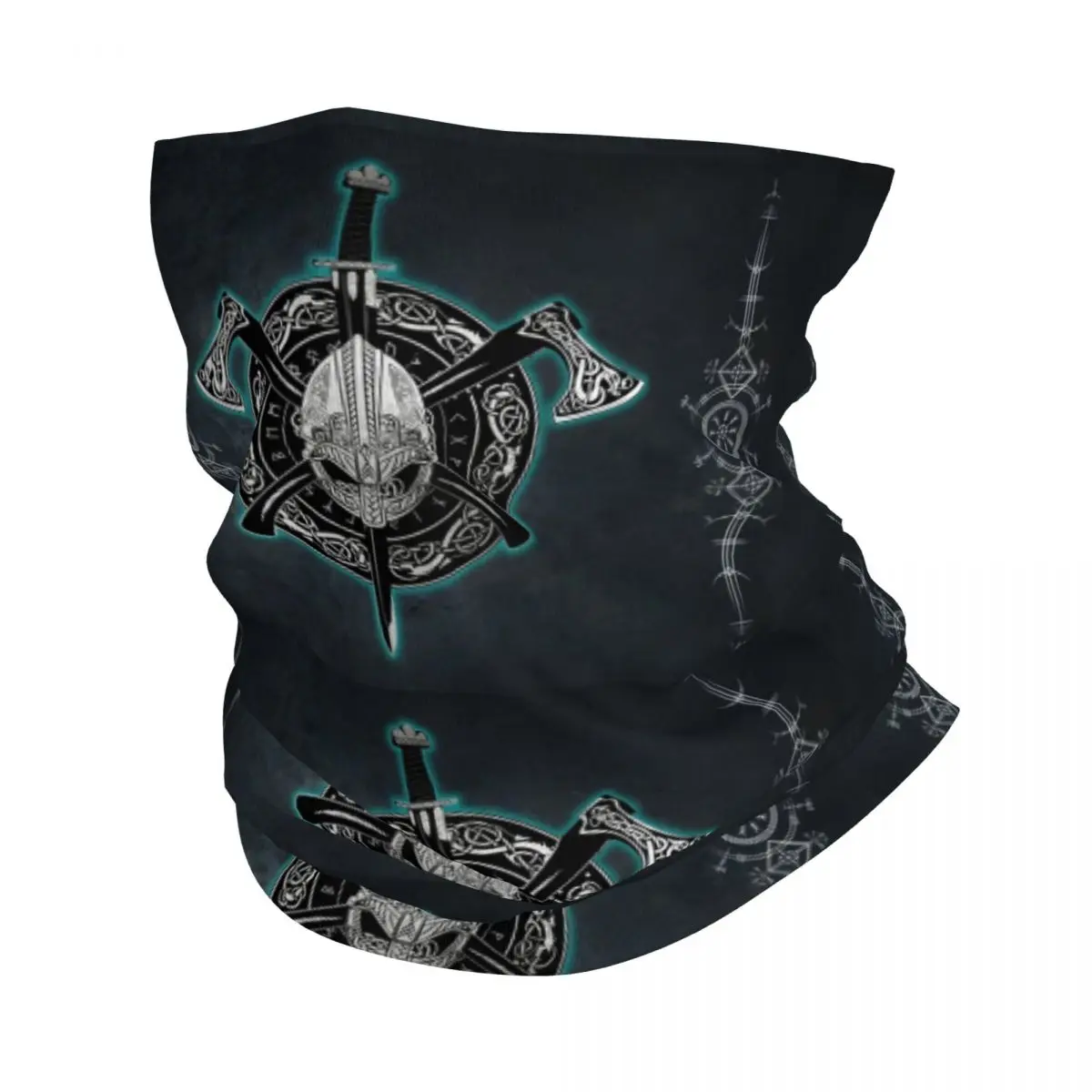 

Viking Shield With Ax Norse Helmet Bandana Neck Cover Printed Balaclavas Magic Scarf Headwear Running for Men Women Adult Winter