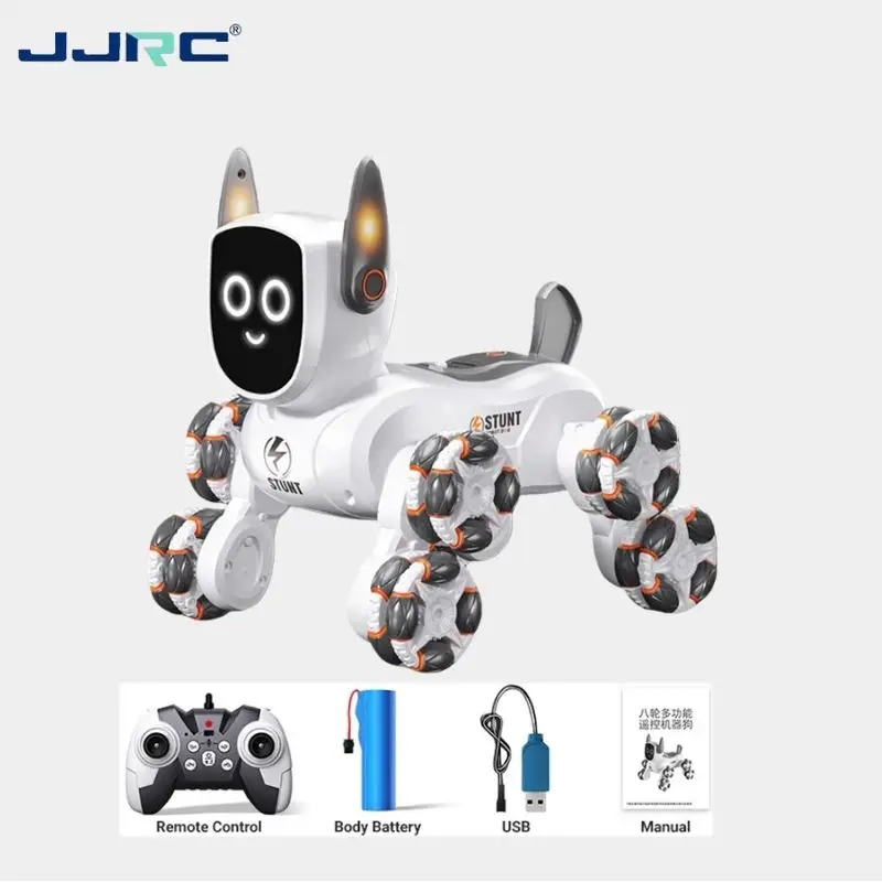 

JJRC Q193 Восьмиколесный многофункциональный радиоуправляемый робот-собака с голосовым управлением, программируемые акции, жест, игрушка-трюк с дистанционным управлением