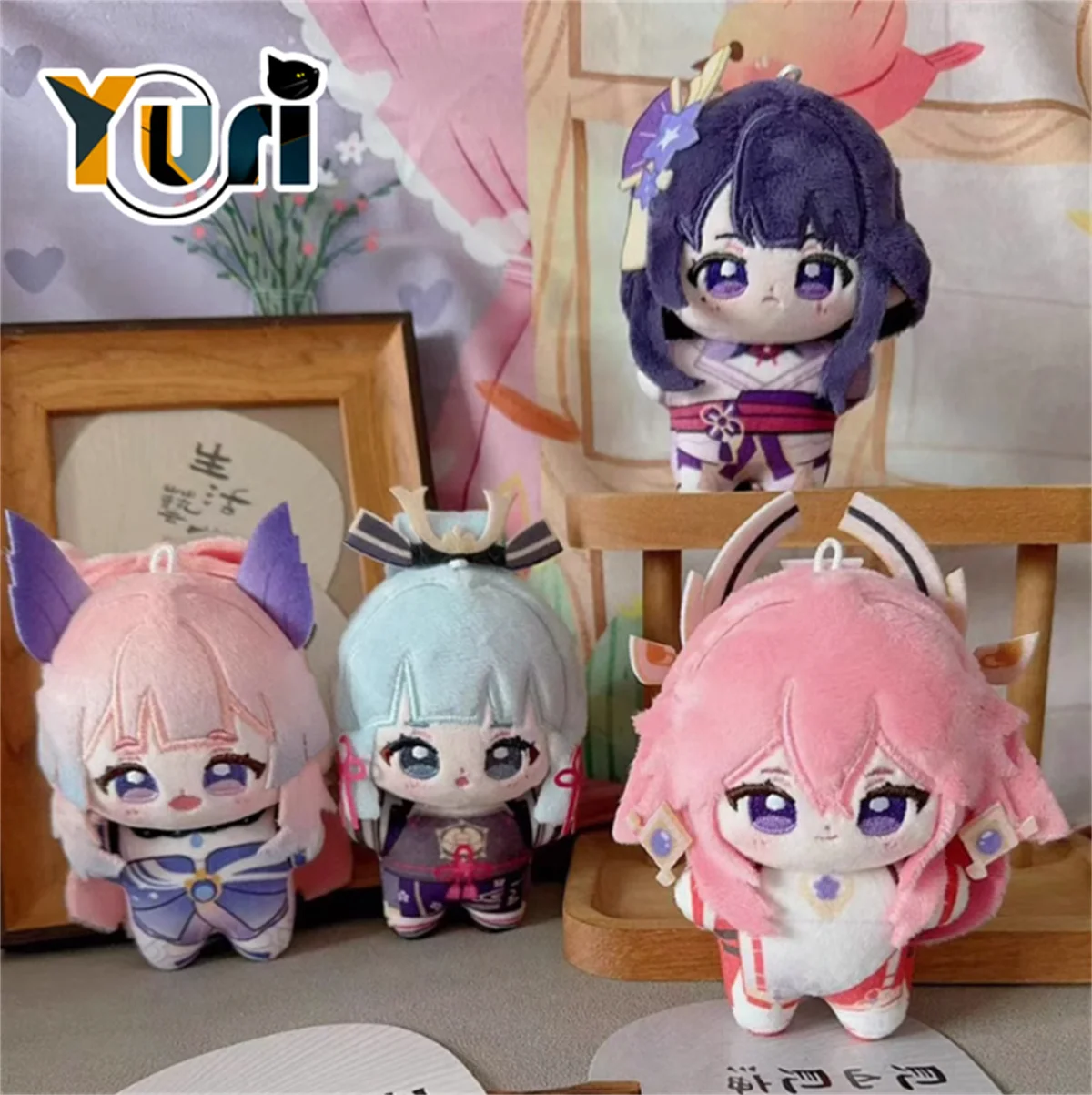 Game Genshin Impact Yae Miko Kamisato Ayaka Sangonomiya Kokomi Raiden 10cm Plush Keychain Doll Toy Cosplay Cute Props Gift