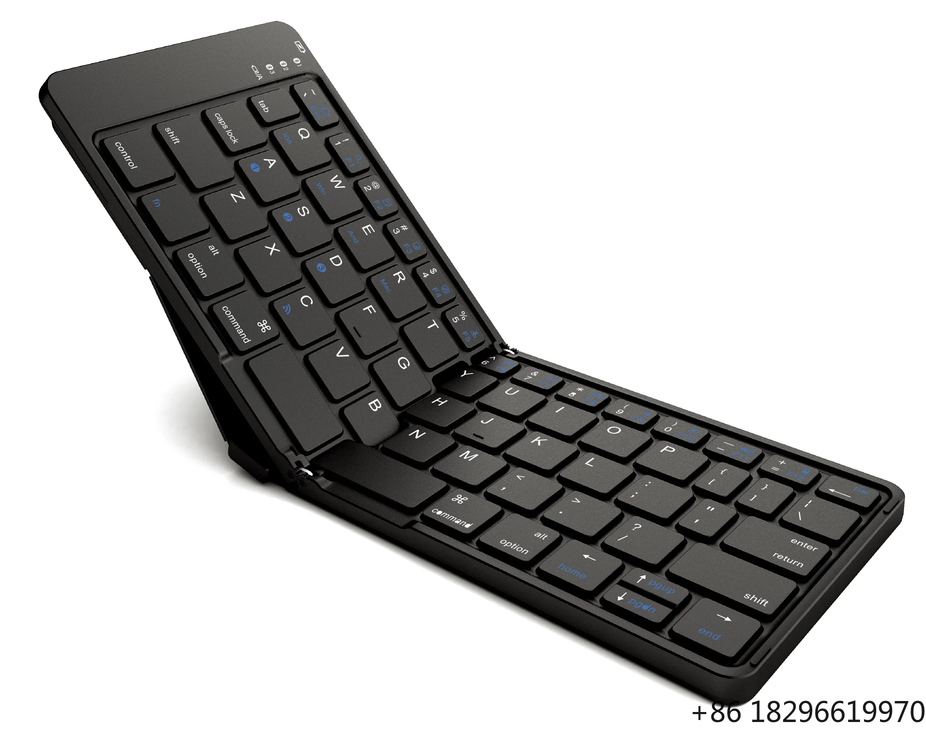 Folding Metal Ultra Slim Wireless Bluetooth Keyboard Leather Cover For Android IOS Tablet Laptop