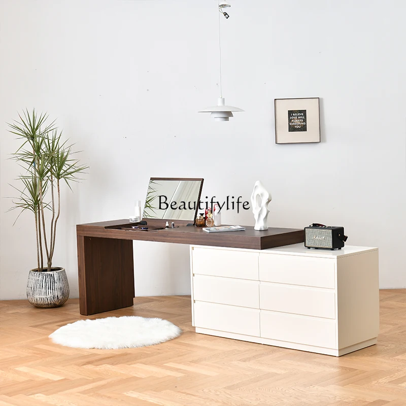 

04Italian minimalist dresser chest cabinet integrated bedroom storage cabinet retractable dressing table table