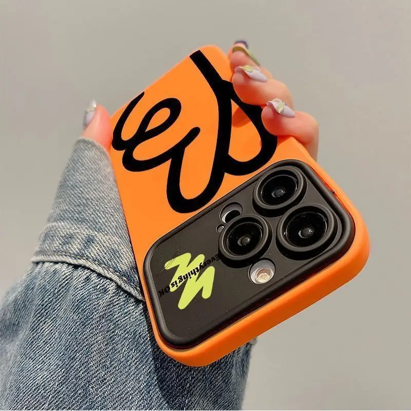 حافظة لهاتف آيفون ذات نافذة كبيرة OK لهاتف آيفون 16 15 14 13 12 11 Pro XS Max 7 8 Plus غطاء Y2K متقدم وبسيط