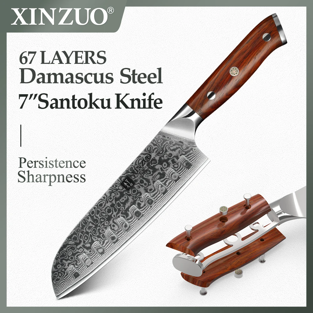 

XINZUO 7 ''Inch Japanese Santoku Chef Knife 67 Layers Damascus Steel Kitchen Knife Cleaver Professional Kitchen Cooking Tools