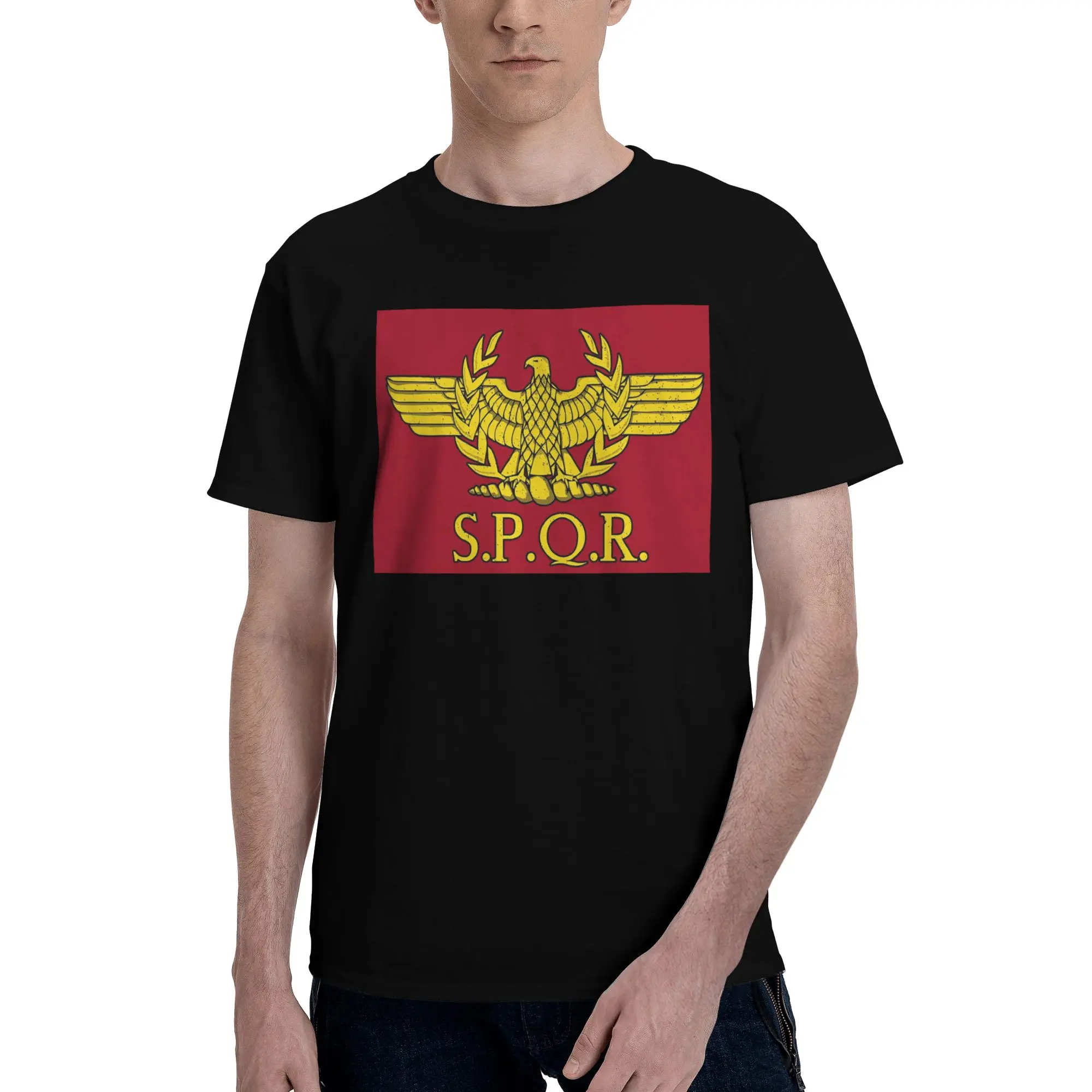 

Rome SPQR Roman 100% Cotton T-Shirt Men'sFunny T Shirts Men Crew Neck Short Sleeve S-6XL