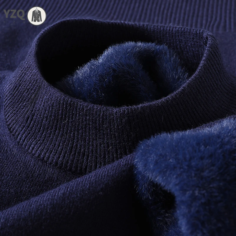 Men's Solid Color Half Turtleneck Knitwear Sweater Mock Neck Pullover Casual Autumn Winter Sweatshirt Brand Mens Clothing