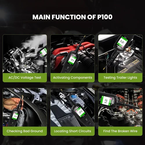 Imagen 2 del producto 2025 JDiag P100 probador de circuito automotriz Detector de voltaje de coche Kit de sonda de sistema eléctrico AC DC 12V 24V herramienta de diagnóstico de coche