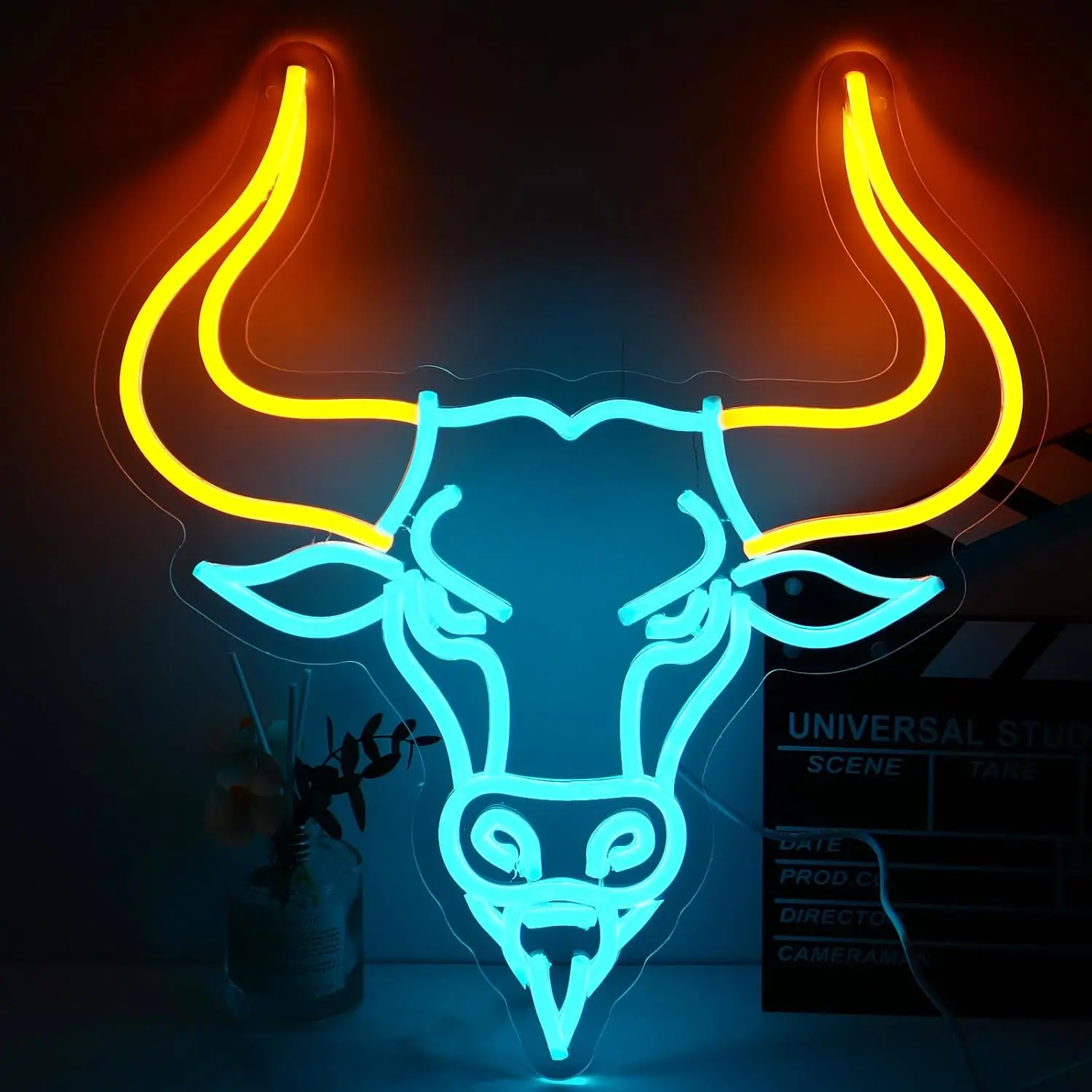 Longhorn Ox Neon Light Sign Dimmable LED Neon Sign For Wall Decor Office Man Cave Shop Club Bar Game Room Decor Art Gift