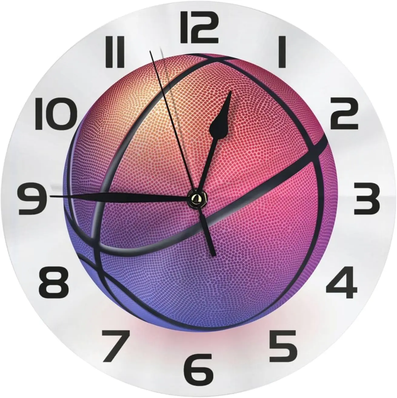 Basketball Neon Wall Clock 10 Inch Silent Non Ticking Wall Clocks Battery Operated Wall Decorative Clock for Kitchen Office