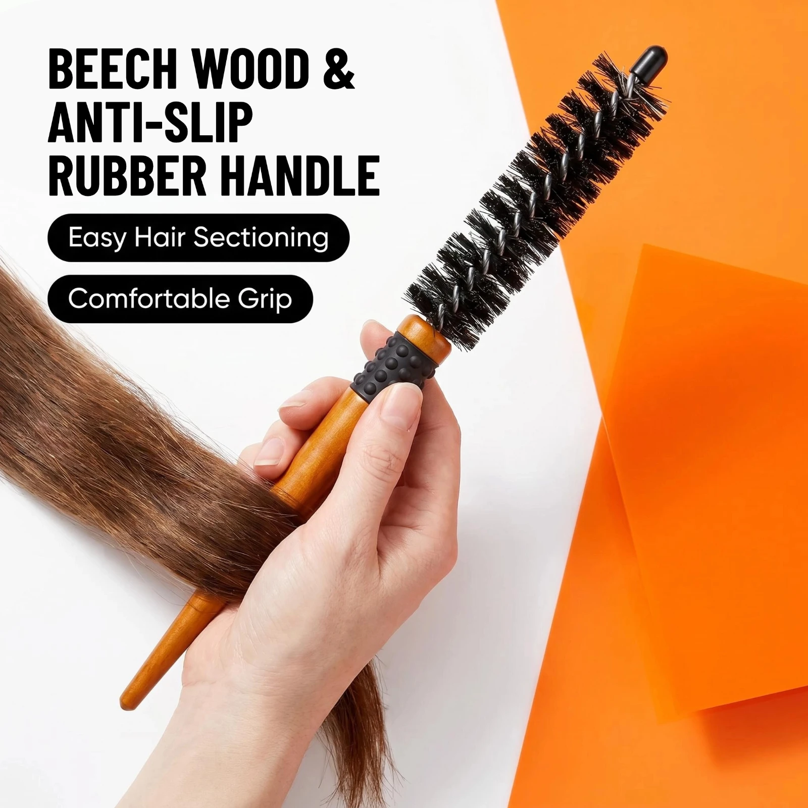 3PC Pro Hairdressing Brush Set Wooden Fluffy Teasing Comb Bristle Detangling Brush Mini Twist Round Brush For Curly Hair Styling