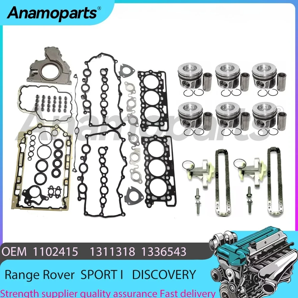For Land Rover Range Rover Sport 2.7 TDV6 276DT Engine Cylinder Head Gaskets Piston Set Timing Chain Kit 05-18