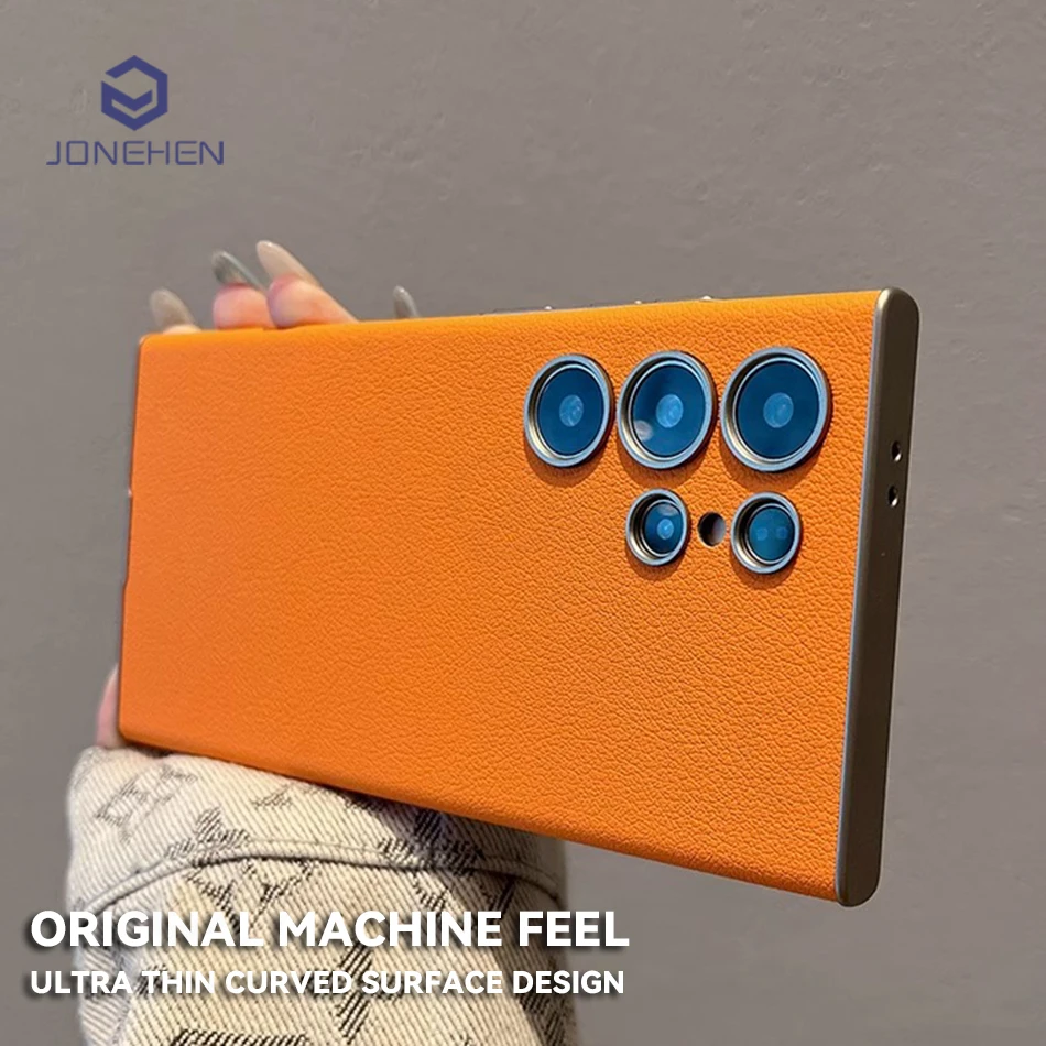 

Простой однотонный кожаный изогнутый чехол для Samsung Galaxy S24 S23 Ultra 24U, роскошный деловой тонкий противоударный чехол «все включено»