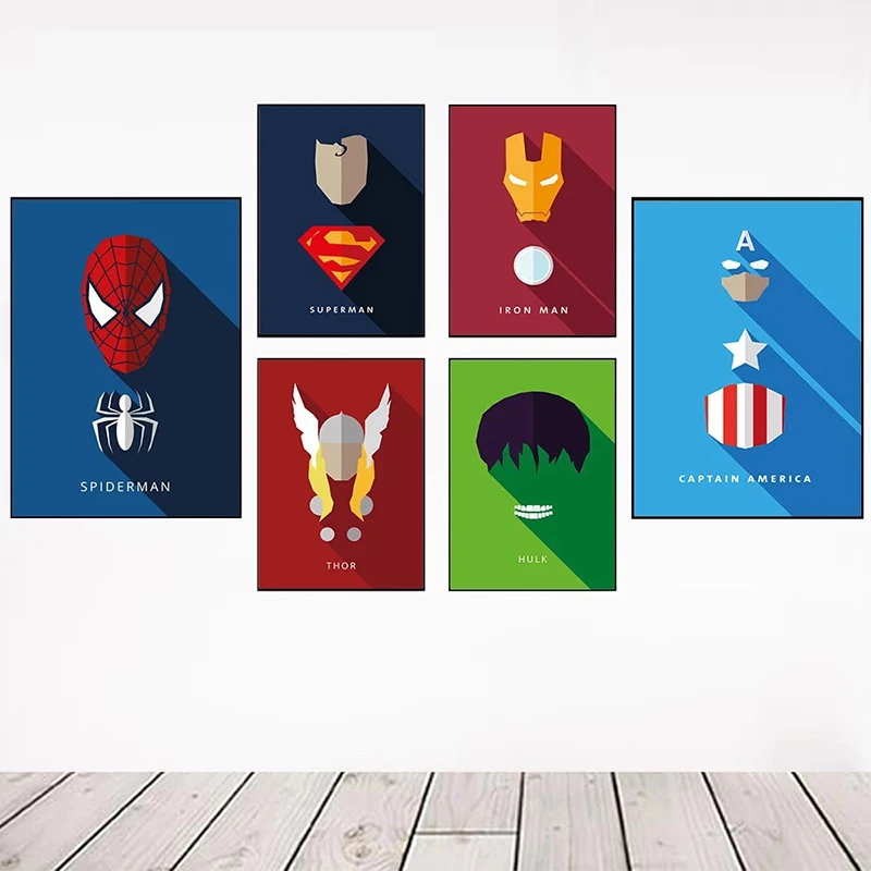 Marvel Avengers Super Hero Canvas Painting Captain America Iron Man Movie Poster Mural Picture Wall Art Home Decor Gifts Cuadros