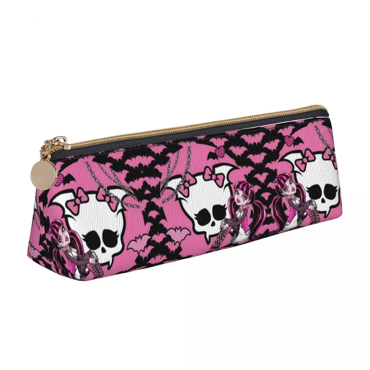 monster high lapis case rosa e preto estetico grande lapis bolsa menino menina ziper ctue de volta a escola lapis cases papelaria 01