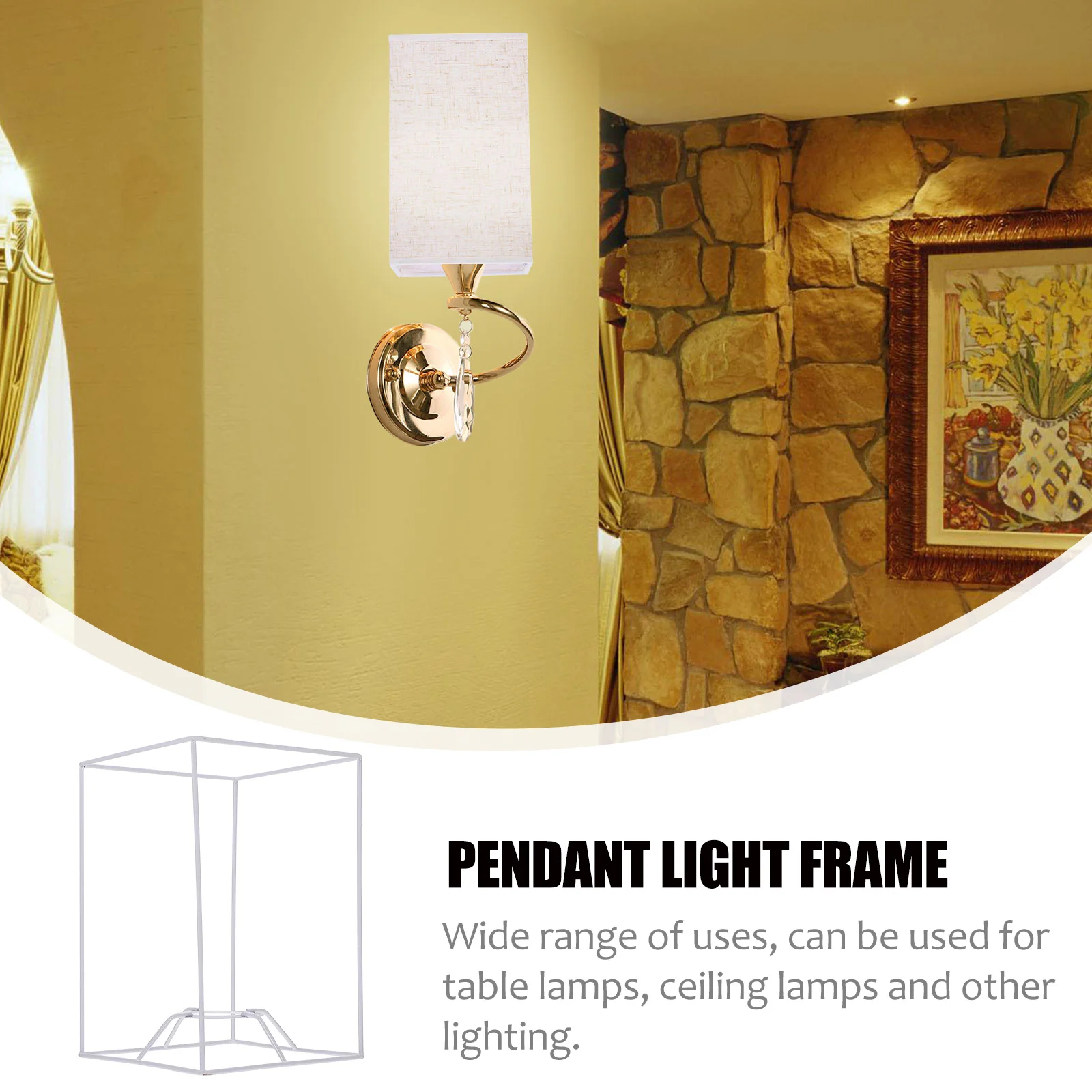 

1Pcs Iron Lampshade Frame DIY Ceiling Pendant Light Bracket Sturdy for Table Lamps Chandelier Holder Pendant Light Frame