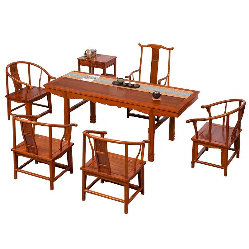 YJQ mahogany furniture all solid wood tea table and chair combination new Chinese tea table desk picture table