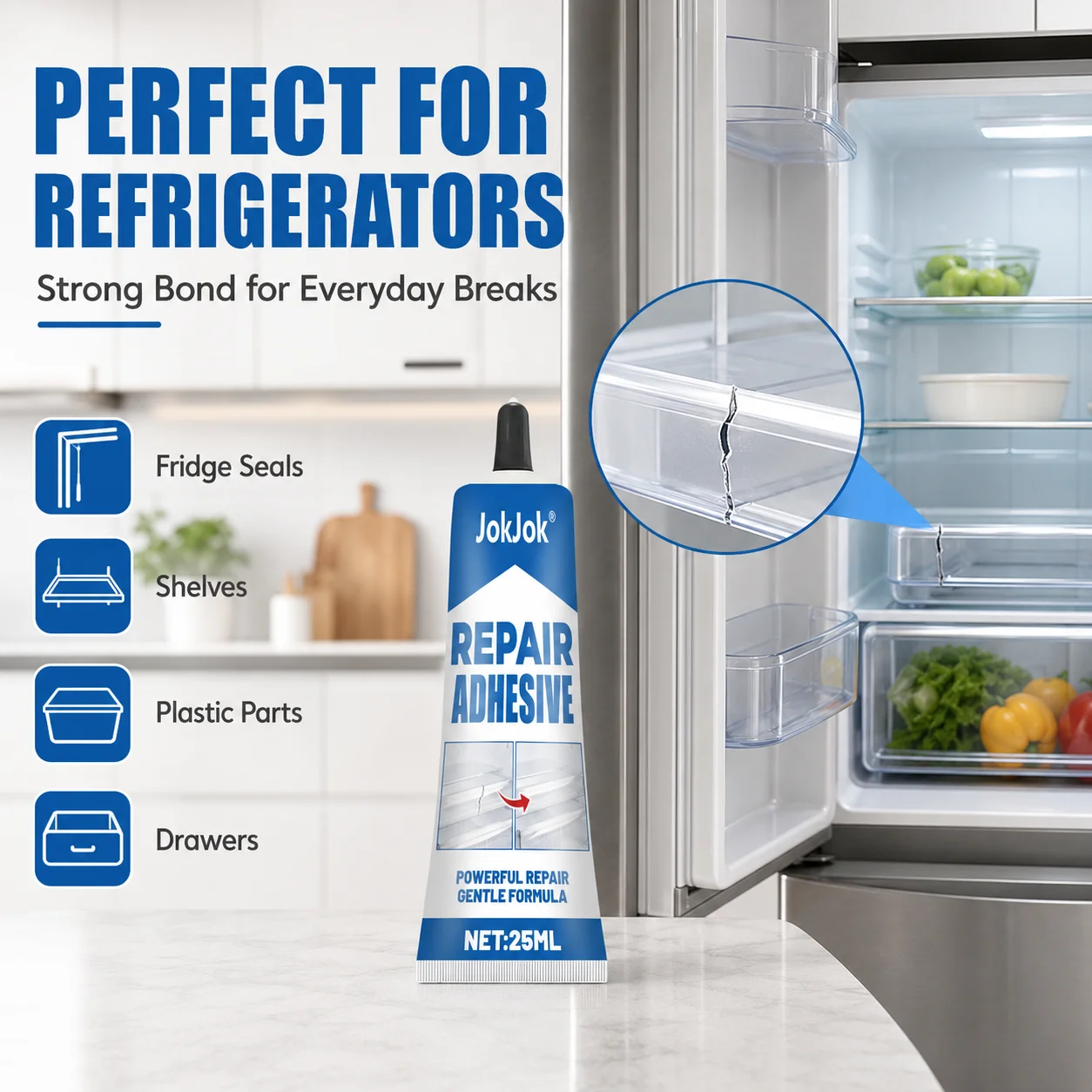 25ML Low Temp Cold Resistant Refrigerator Repair Glue Waterproof Strong Adhesive Quick Dry Fridge Drawer Door Seal Plastic Glass
