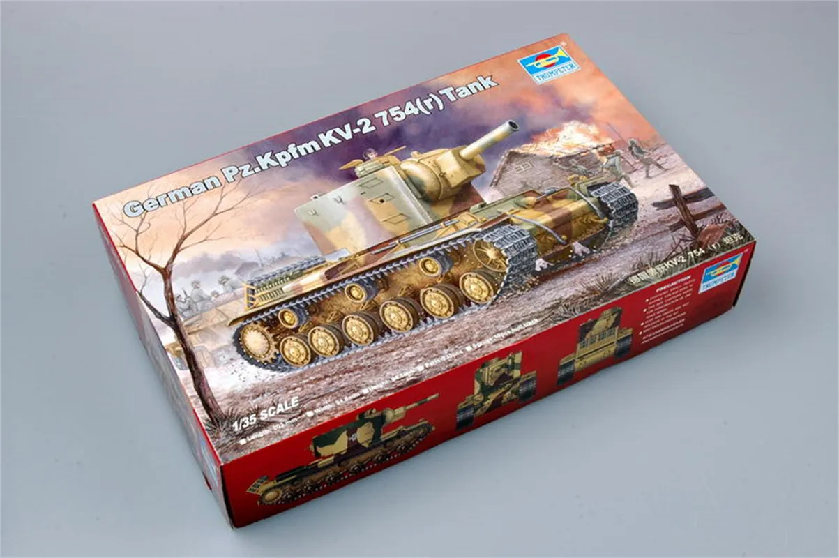 

Trumpeter масштаб 1/35, немецкая модель танка Pz.Kpfm KV-2 754(r), военная пластиковая сборка # 00367