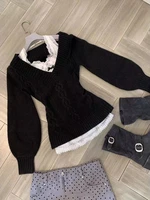 Chic Gothic Slim Sexy Knitted Sweater Soft Kint Pullover Long Sleeve Skinny Tops Y2k Design Streetwear V-neck Fairy Grunge 3