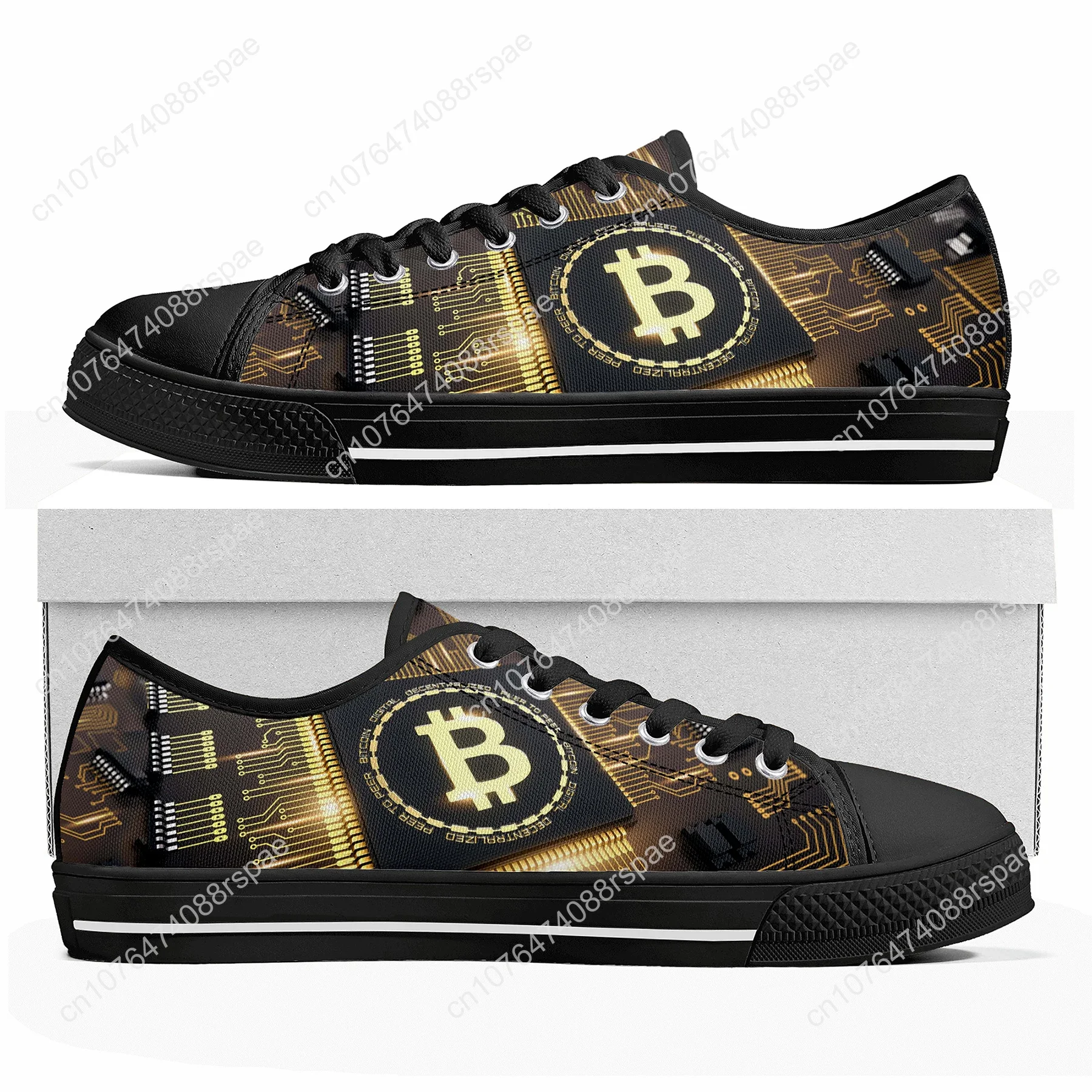 Low Top Canvas Sneakers para homens e mulheres, Bitcoin, criptomoeda mineiro, BTC Coin, casais, adolescentes, sapatos personalizados, alta qualidade