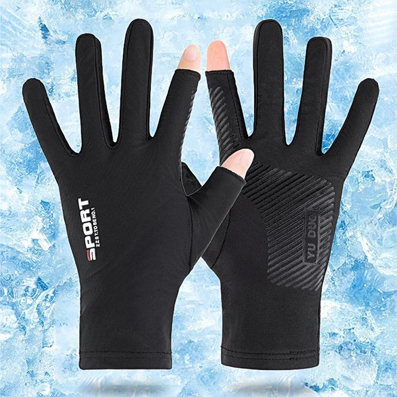 Ice Silk Halffinger Cycling Gloves for Men and Women Outdoor Sports Fitness Driving Fishing Highelastic Comfortable