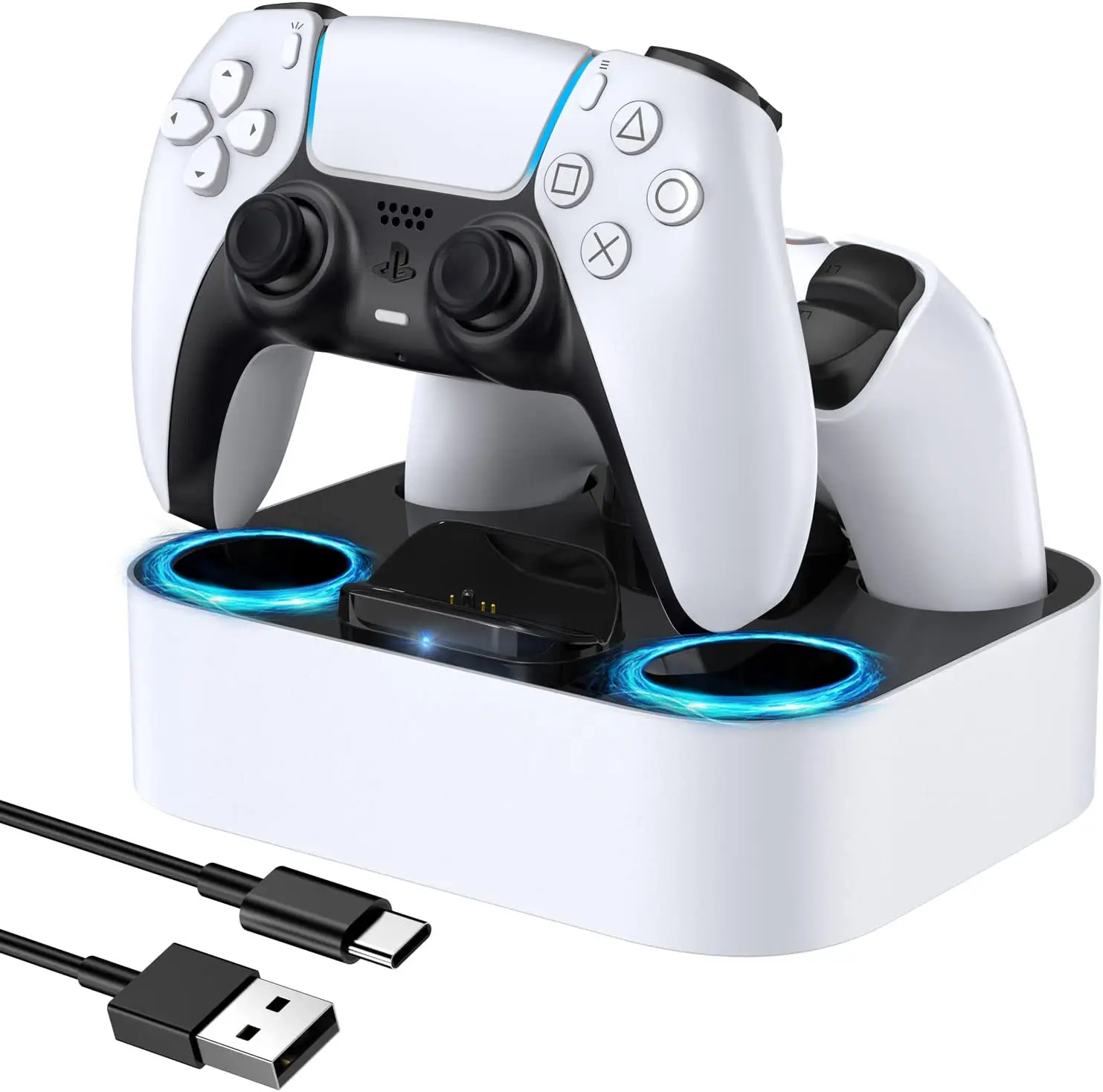 

NEWDERY Dual Fast Charger PS5 Controller Stand for Sony PlayStation 5 Gamepad DualSense Edge Controller Charging Stand