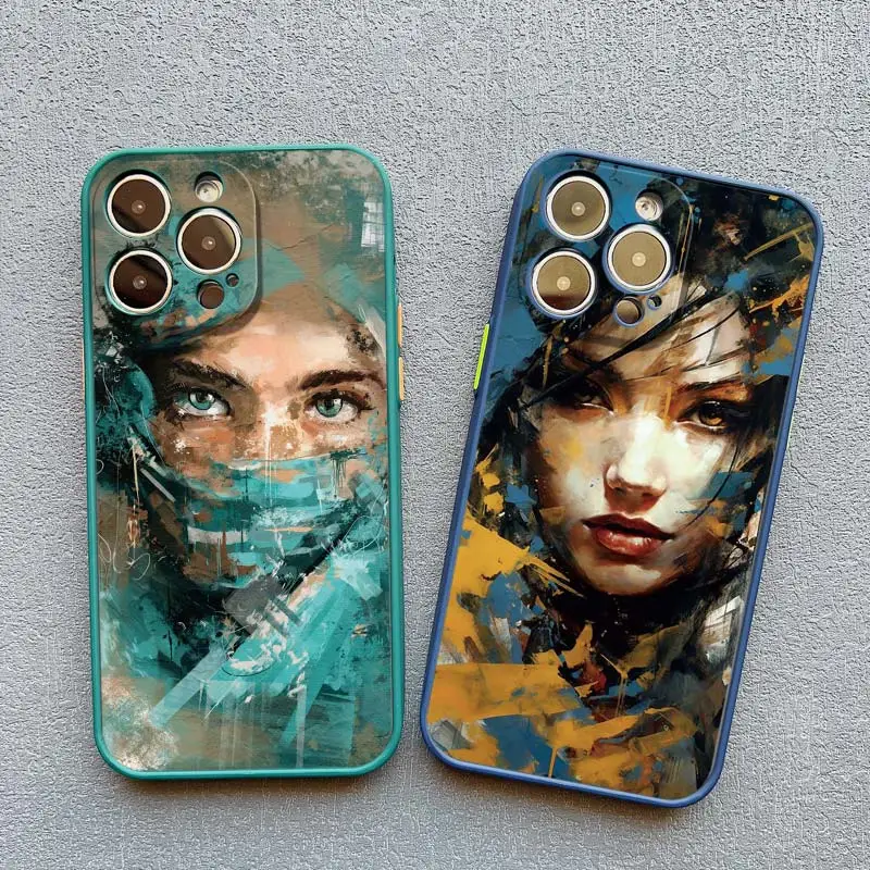 Porträt Kunst Aquarell Malerei Handy hülle für iPhone 15 14 13 12 Mini 11 Pro Max Se2 15 14 7 8 plus xs x xr stoß feste Abdeckungen