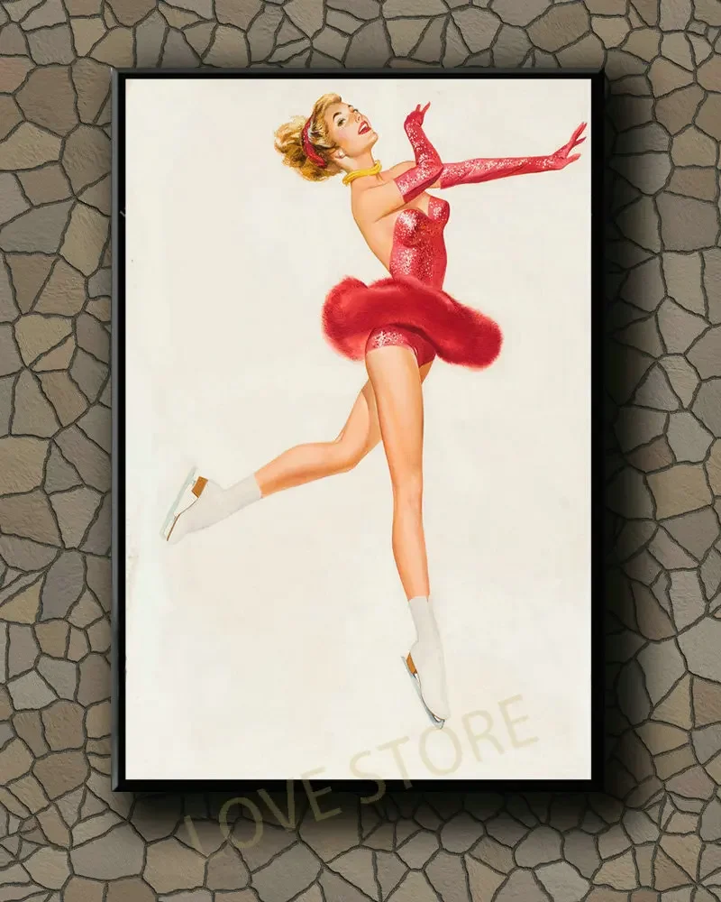 P431 Vintage Beautiful Pin-up Girl Classic Picture 573 Silk Fabric Poster Art Decor Indoor Painting Gift