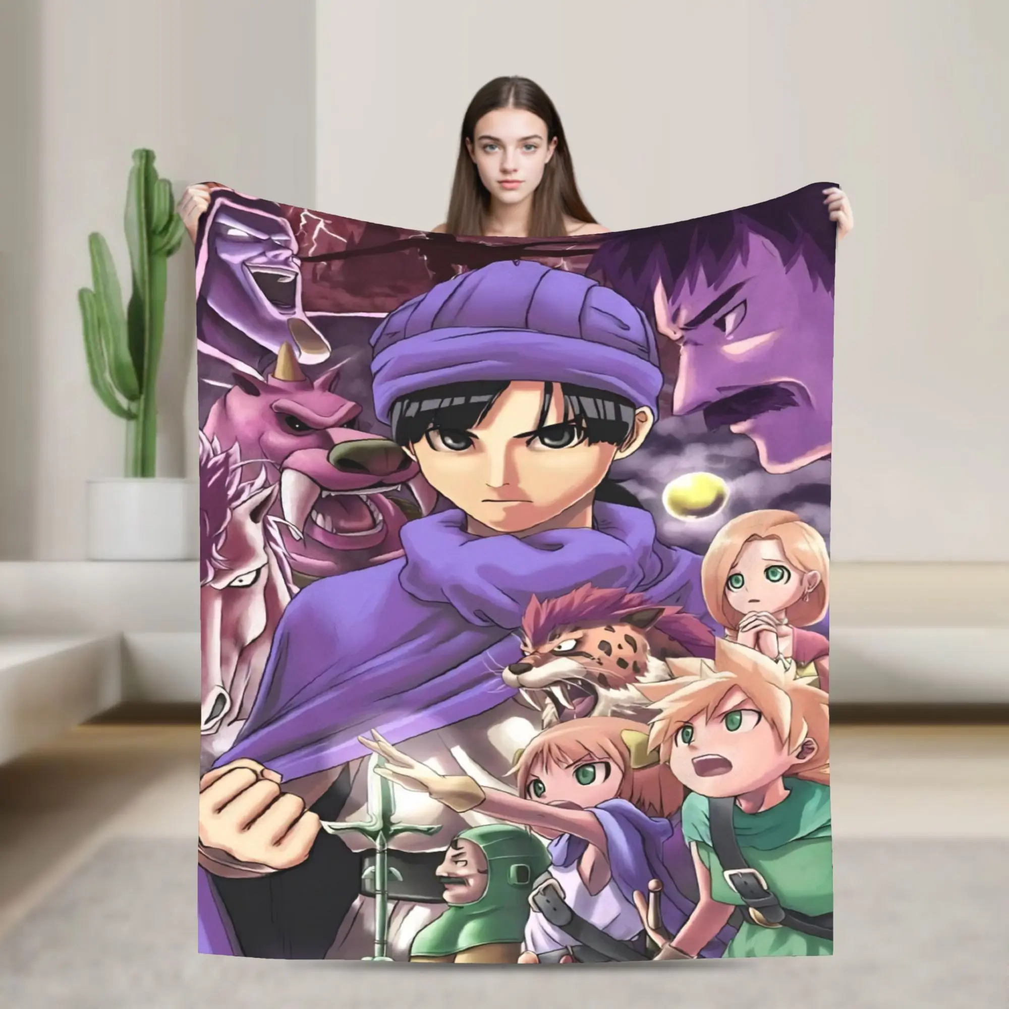 Dragons Quests Game Velvet Throw Blanket Anlace Hero Erdrick Slime Blankets for Sofa Bedroom Ultra-Soft Bedspread