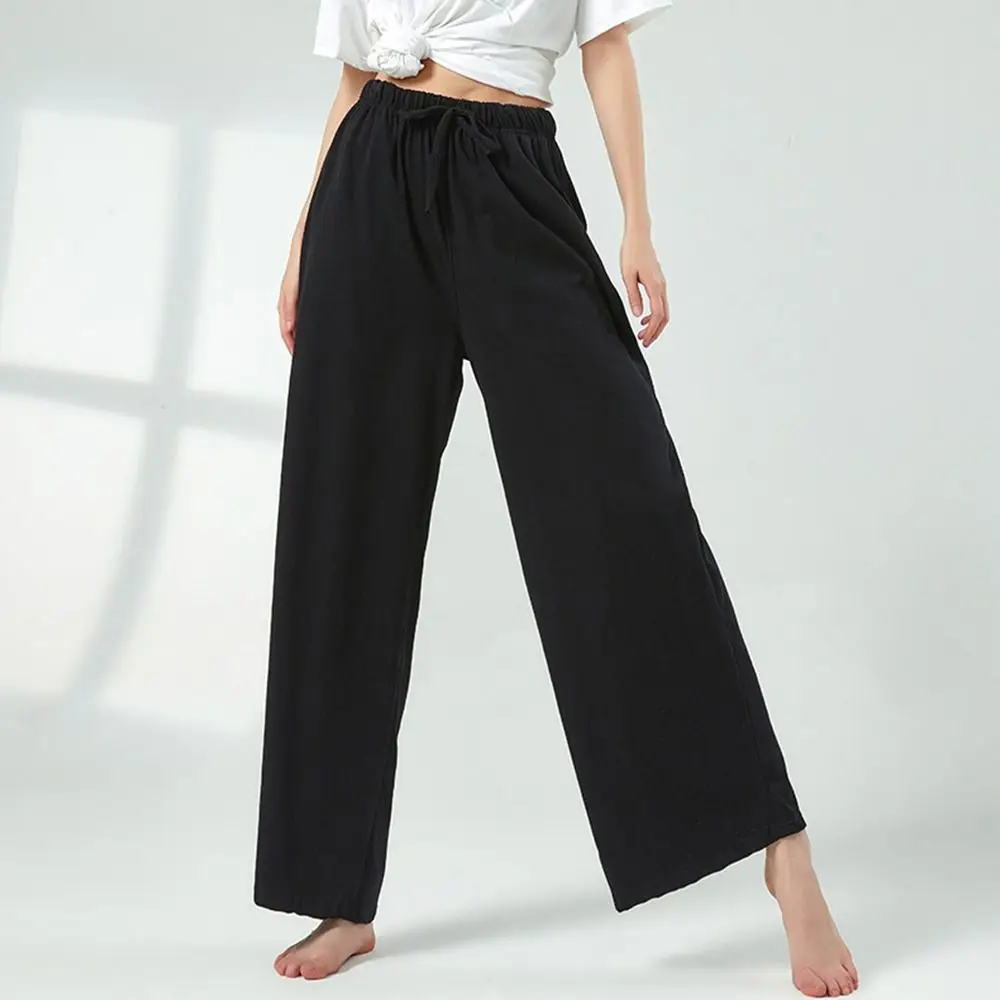 

Fashion Cotton Dance Pants Side Pocket Elastic Waist Fitness Pants Casual Drawstring Yoga Pants Dance