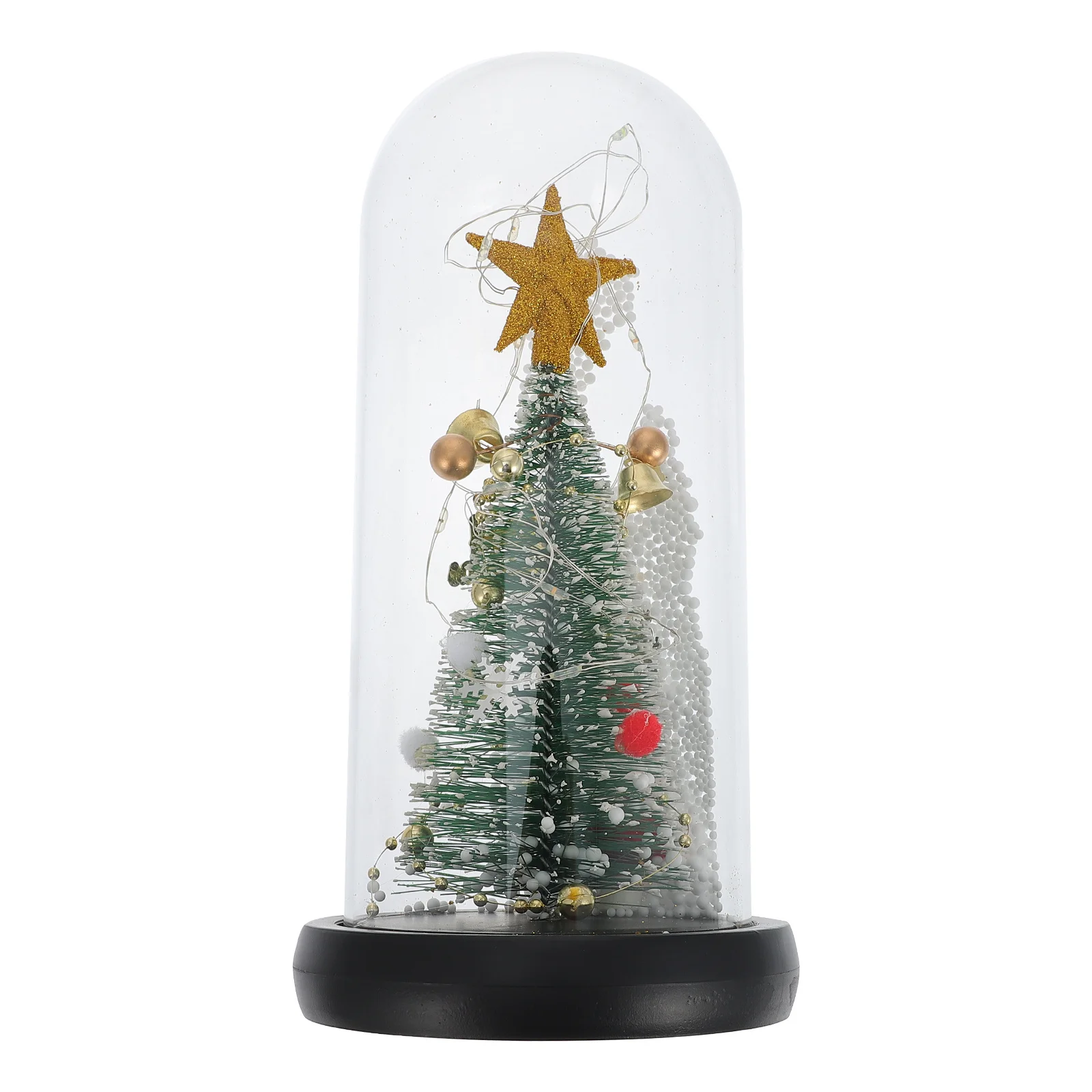 

1Pcs Glass Cover Christmas Tree Ornament Lighted Desktop Decor Star Shiny Tabletop Decoration Holiday Festival Adornment