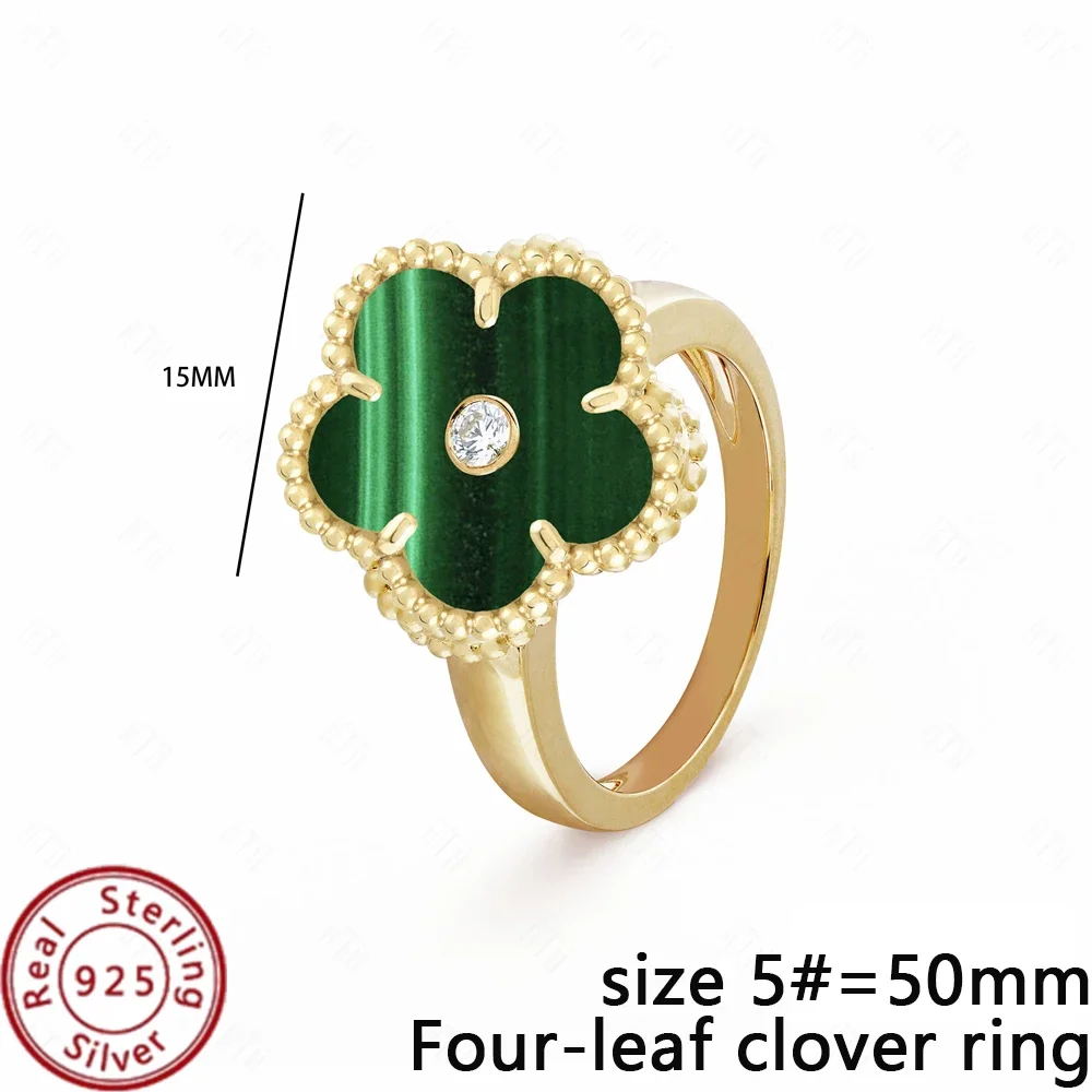 VCA Ring Adorned with Four-Leaf Clover in Fine S925 Silver, 2024 Stylish Accessory, Chic Look