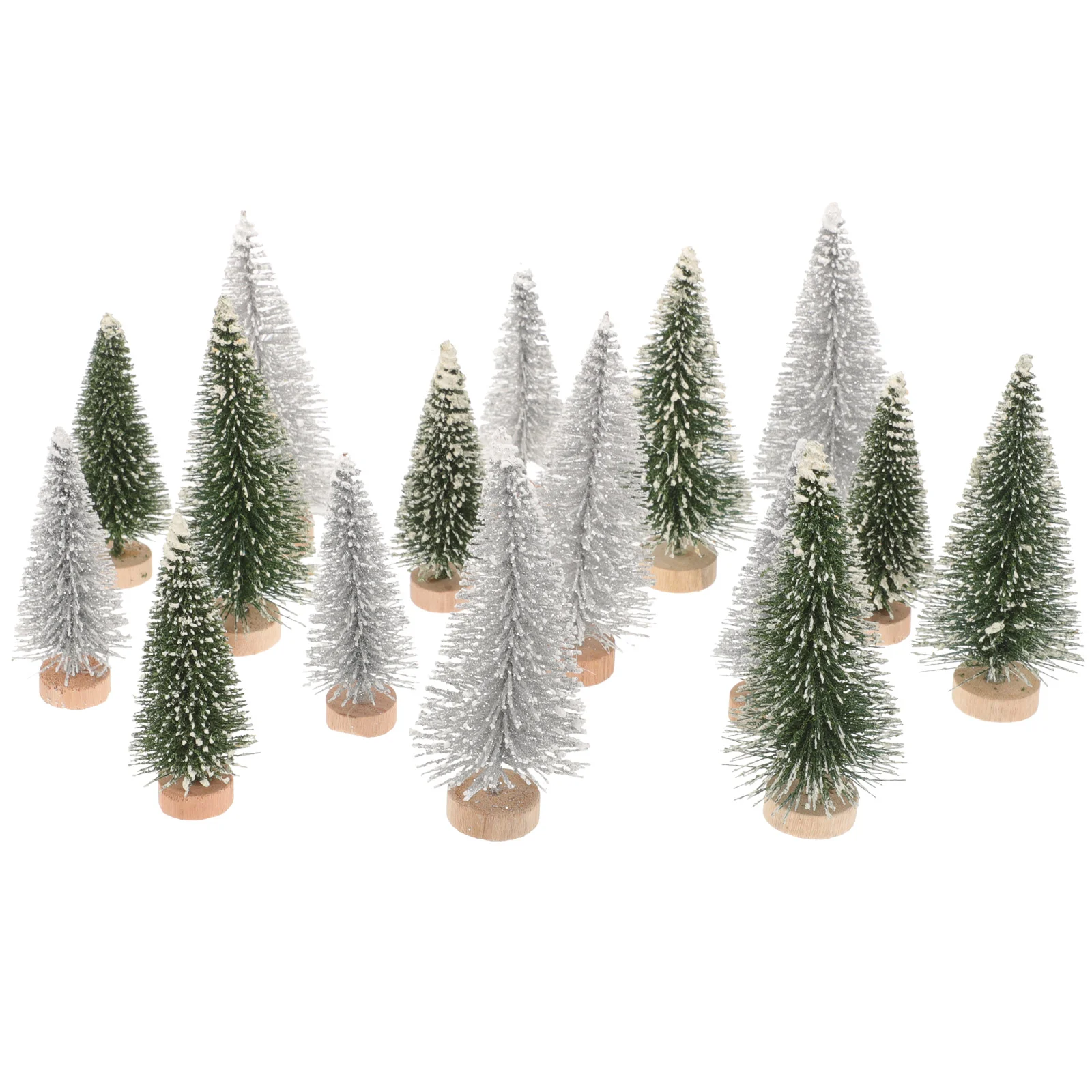 16 Pcs Greenery Decor Mini Snowflake Frost Tree Christmas DIY Decoration Home Desktop Model Sand Table Small Trees Toy