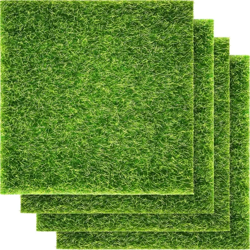 1-4 Packs 15x15cm Dollhouse Miniature Grass Pad Simulation Lawn for Micro Landscape DIY Model Accessories