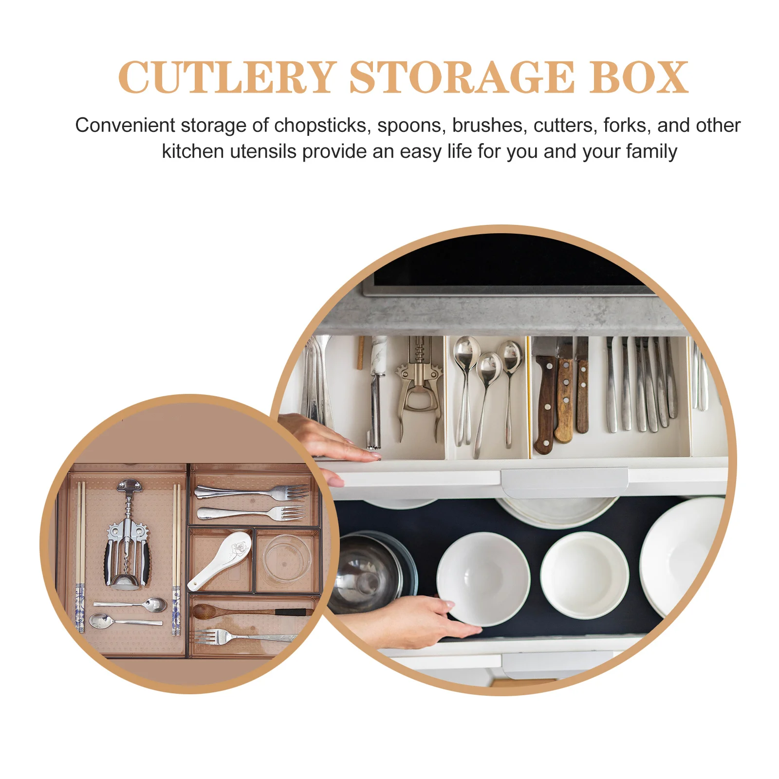 

1Set Cutlery Organizer Box Kitchen Drawer Divider for Utensils Storage Sturdy Plastic Multi-Compartment Holder Silverware Case